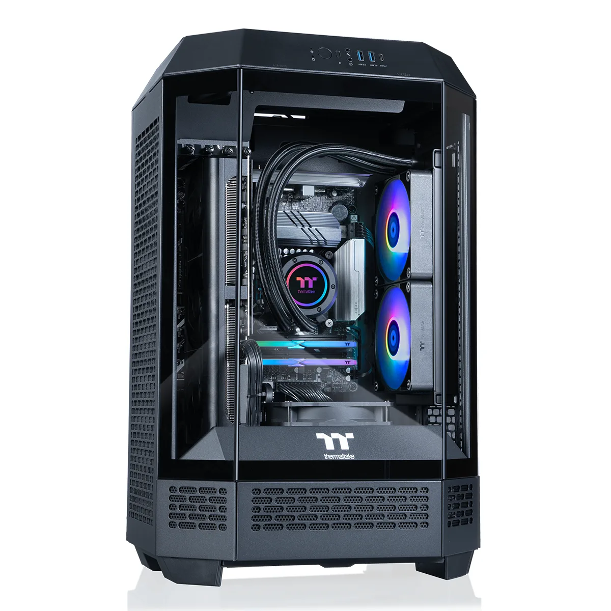 Thermaltake Thermaltake T3BK-B650-97X-LCS gaming PC Ryzen 7 7800X3D 32GB DDR5 2TB SSD Radeon RX 9070 XT 16GB — product photo