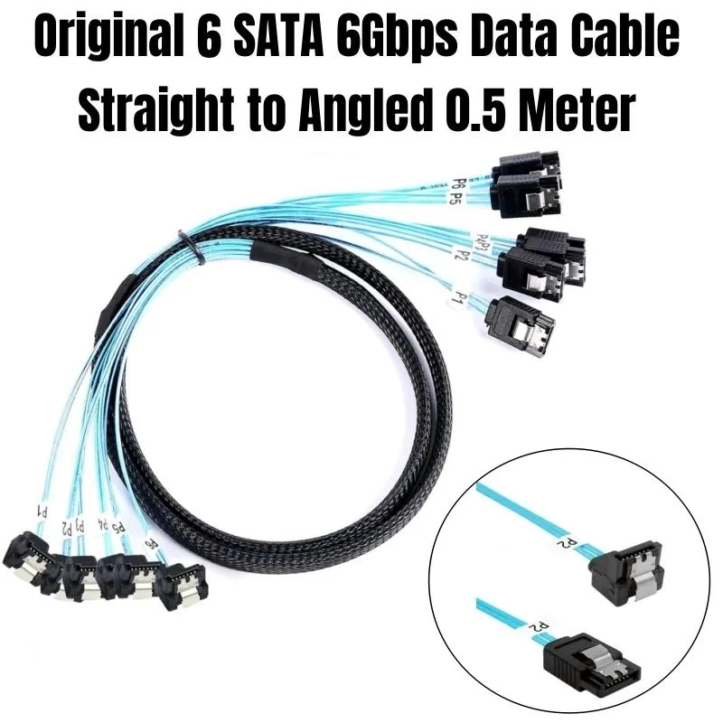 YEPLOOK YEPLOOK 0.5m 6 SATA 3.0 Straight to Angled Blue SATA Cable — product photo