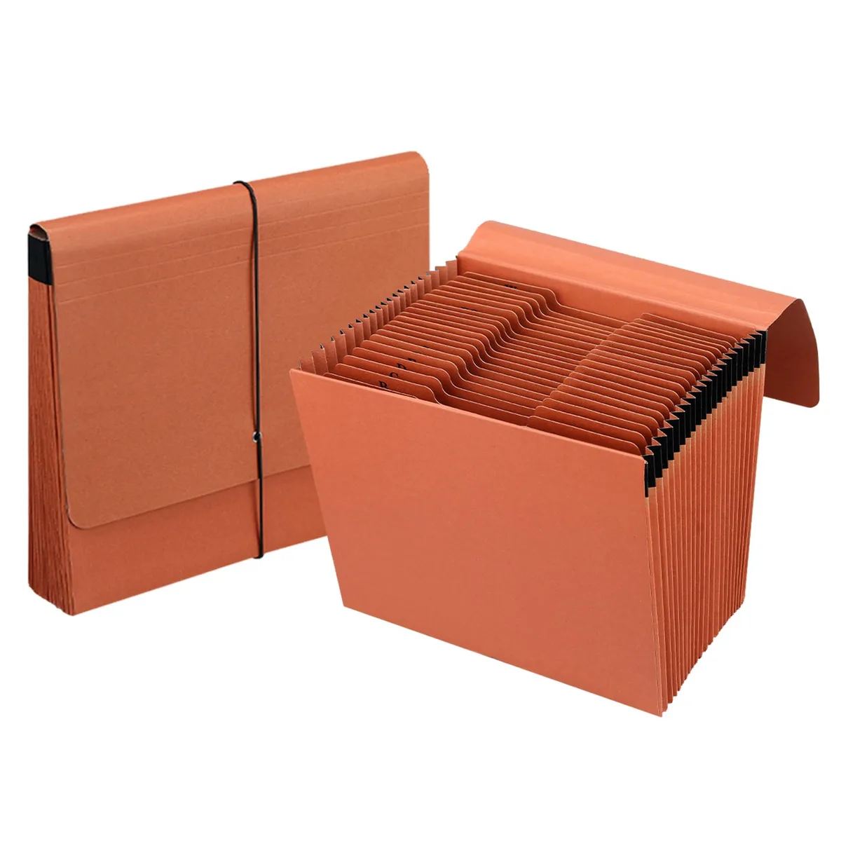 Transparent polypropylene accordion file with 21 pockets and elastic closure