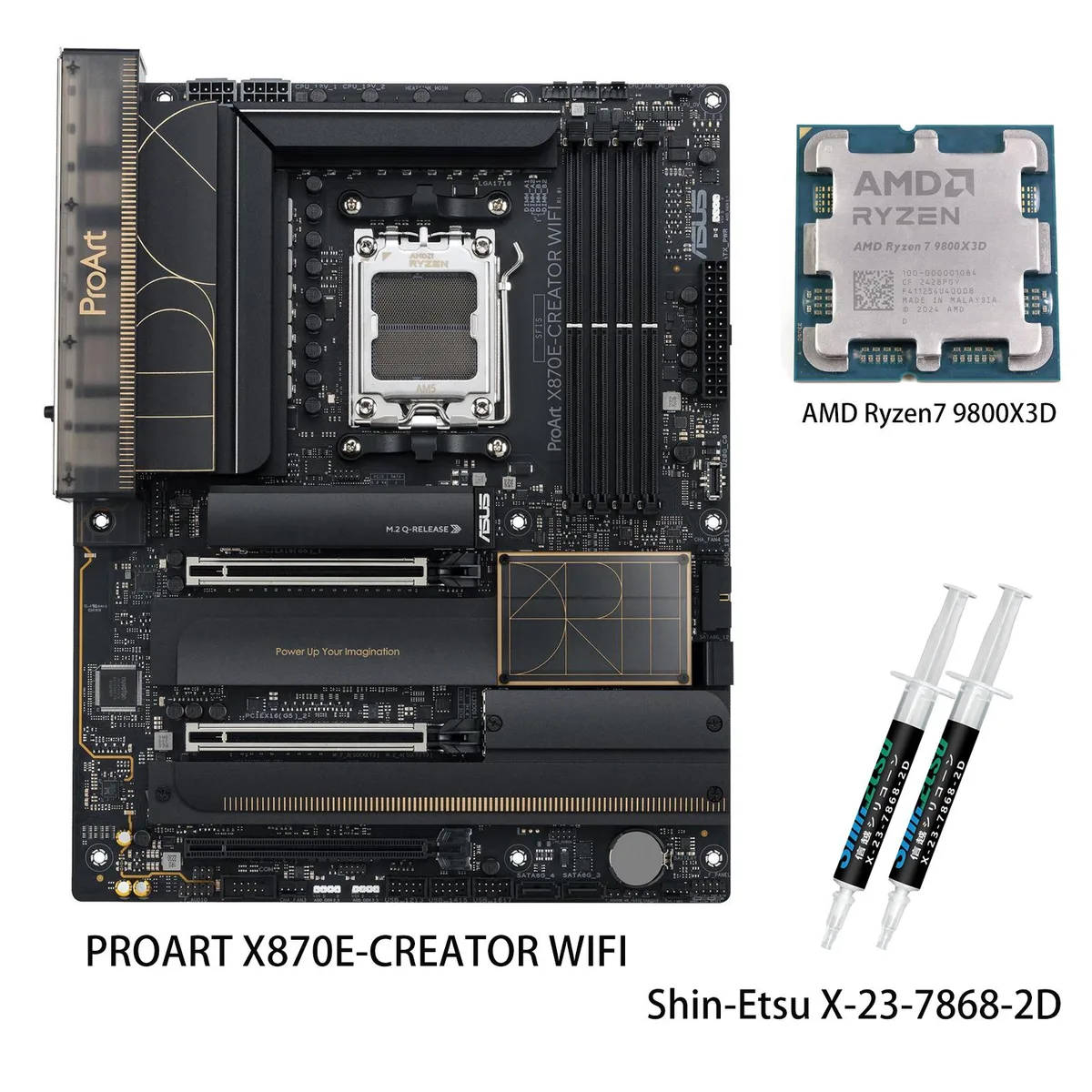 ASUS ASUS ProArt X870E-CREATOR WIFI AMD motherboard &amp; Ryzen 7 9800X3D CPU combo — product photo