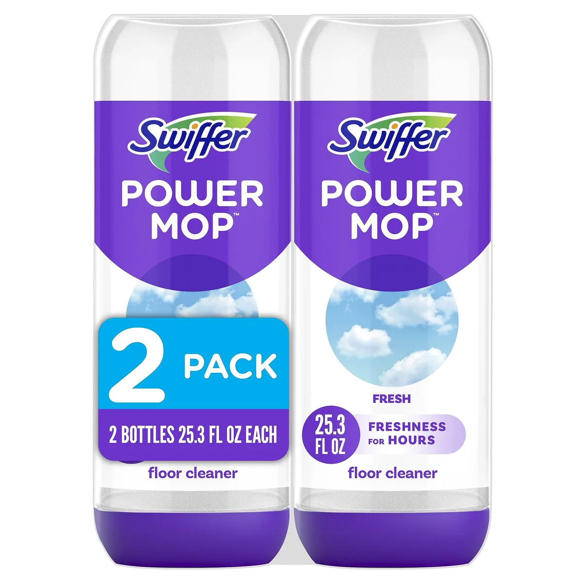Two clear plastic bottles with blue liquid and white caps side by side