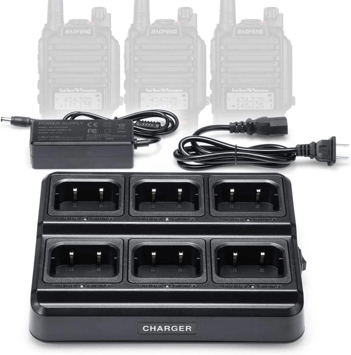 usbroway usbroway six-way desktop charger for Baofeng UV-9R, UV-9R Plus, UV-9G, GT-3WP — product photo