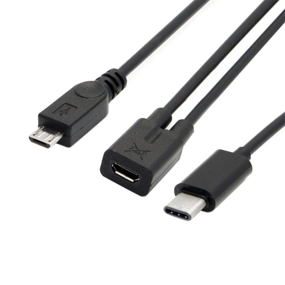 Fervit Fervit USB-C to Micro-USB 2-Port Adapter AWG 28 USB 3.1 Black — product photo