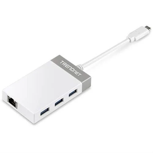 TRENDnet TRENDnet TUC-ETGH3 USB-C Gigabit Adapter Hub White — product photo