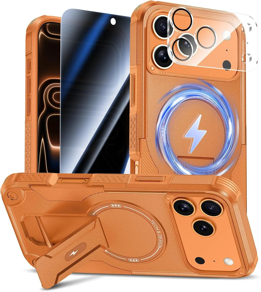 Transcend Transcend iPhone 17 Pro Max Case with Privacy Glass &amp; Lens Protector MagSafe Kickstand Orange — product photo