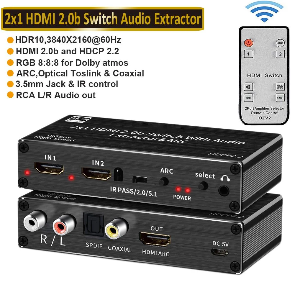 Jansicotek Jansicotek OZV2 2x1 HDMI 2.0b Switch Audio Extractor — product photo