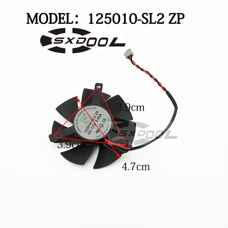 SXDOOL SXDOOL 125010-SL2ZP / 125010-SL1ZP 12V .08A 47mm 39mm graphics card fan — product photo
