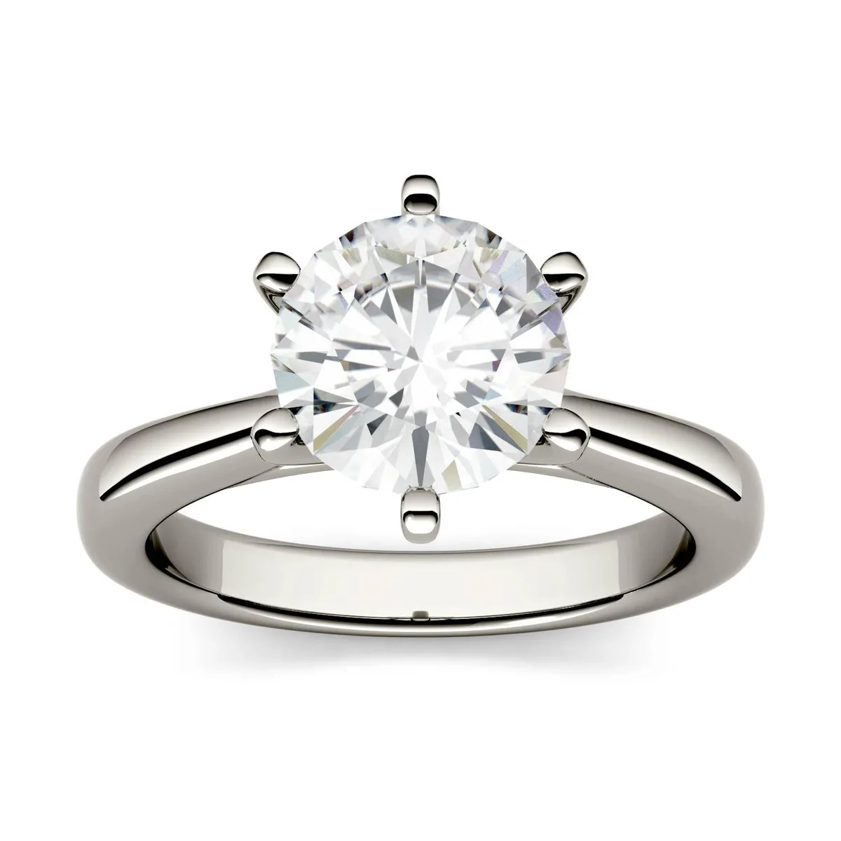 Charles & Colvard Charles & Colvard 8.0mm Moissanite 6-Prong Solitaire Engagement Ring 14k White Gold size 9.5 1.90ct DEW — product photo