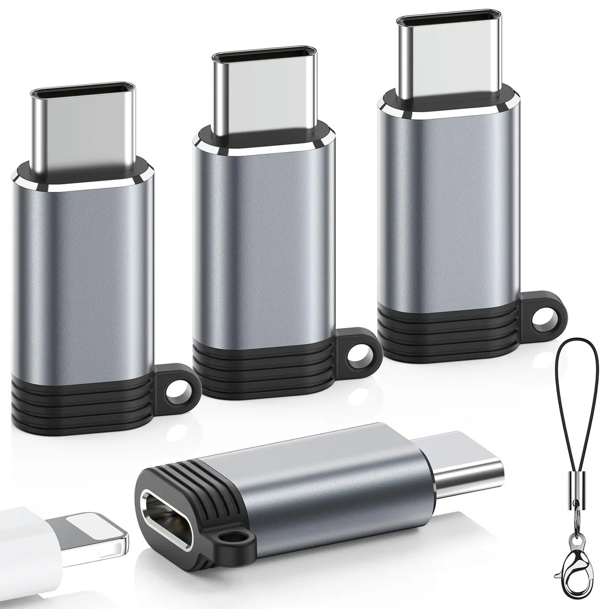  Apple LTS-OTG03 Lightning to USB-C adapter 4-pack black 3 ft — product photo