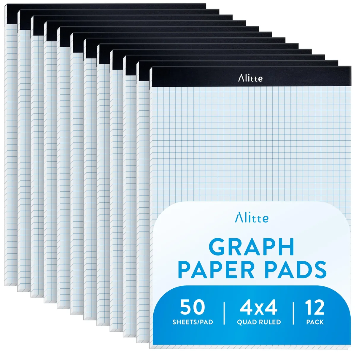  Alitte Graph Paper Pad 12 Pack 4x4 Quad Grid 8.5x11 50 Sheets — product photo