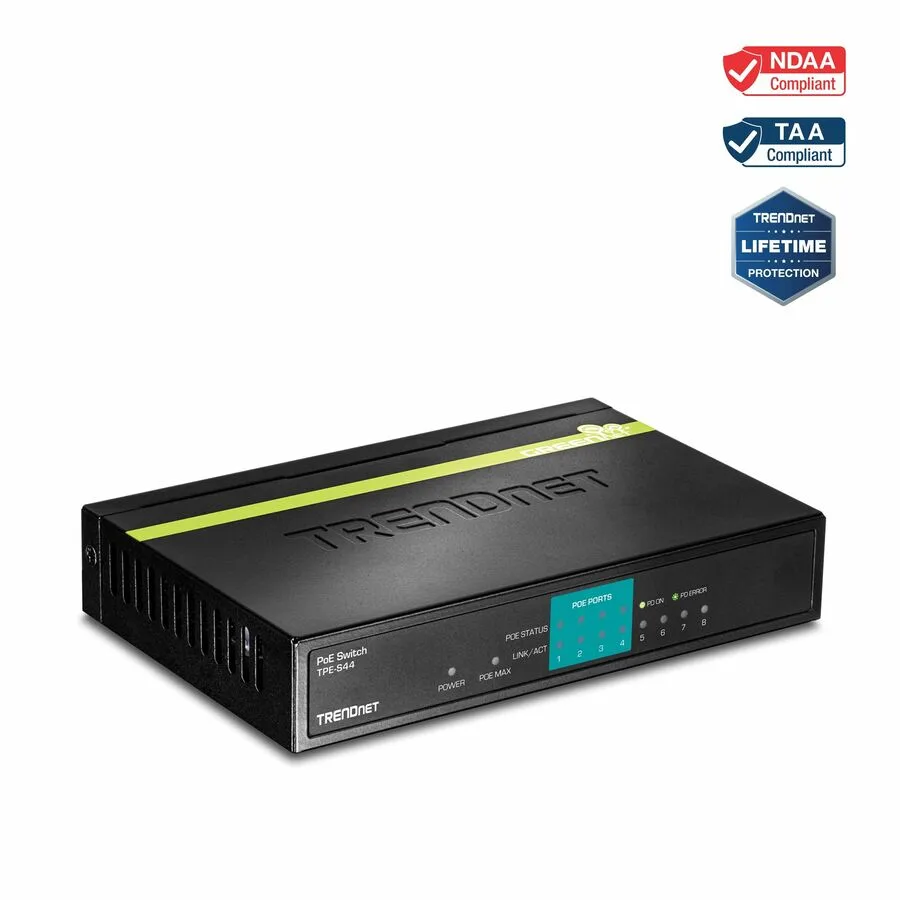 TRENDnet TRENDnet TPE-S44 8-port 10/100 PoE switch 4 PoE 30W 1.6Gbps — product photo