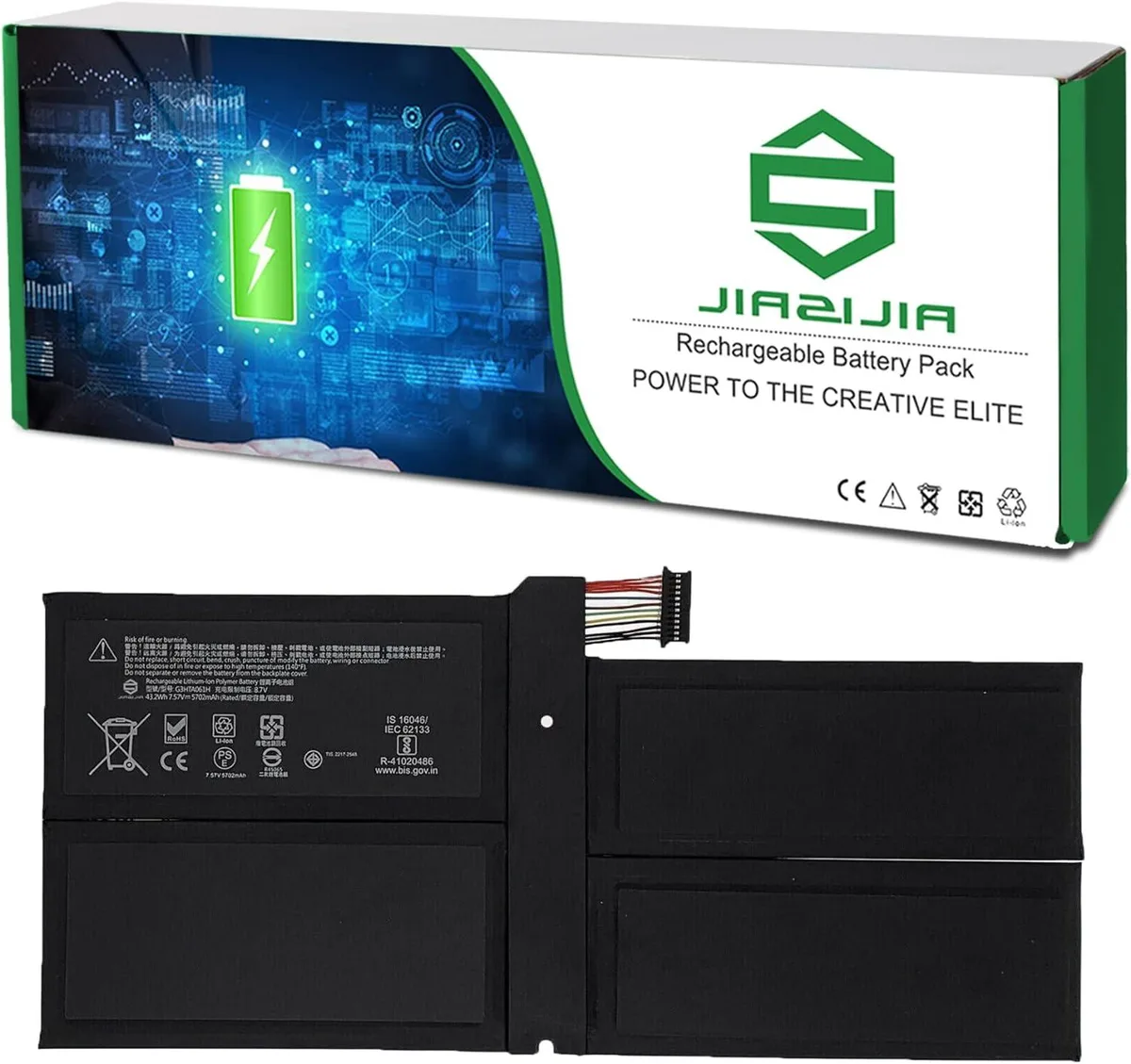 NShi NShi G3HTA061H laptop battery 7.57V 43.2Wh 5702mAh for Surface Pro 7 1866 — product photo