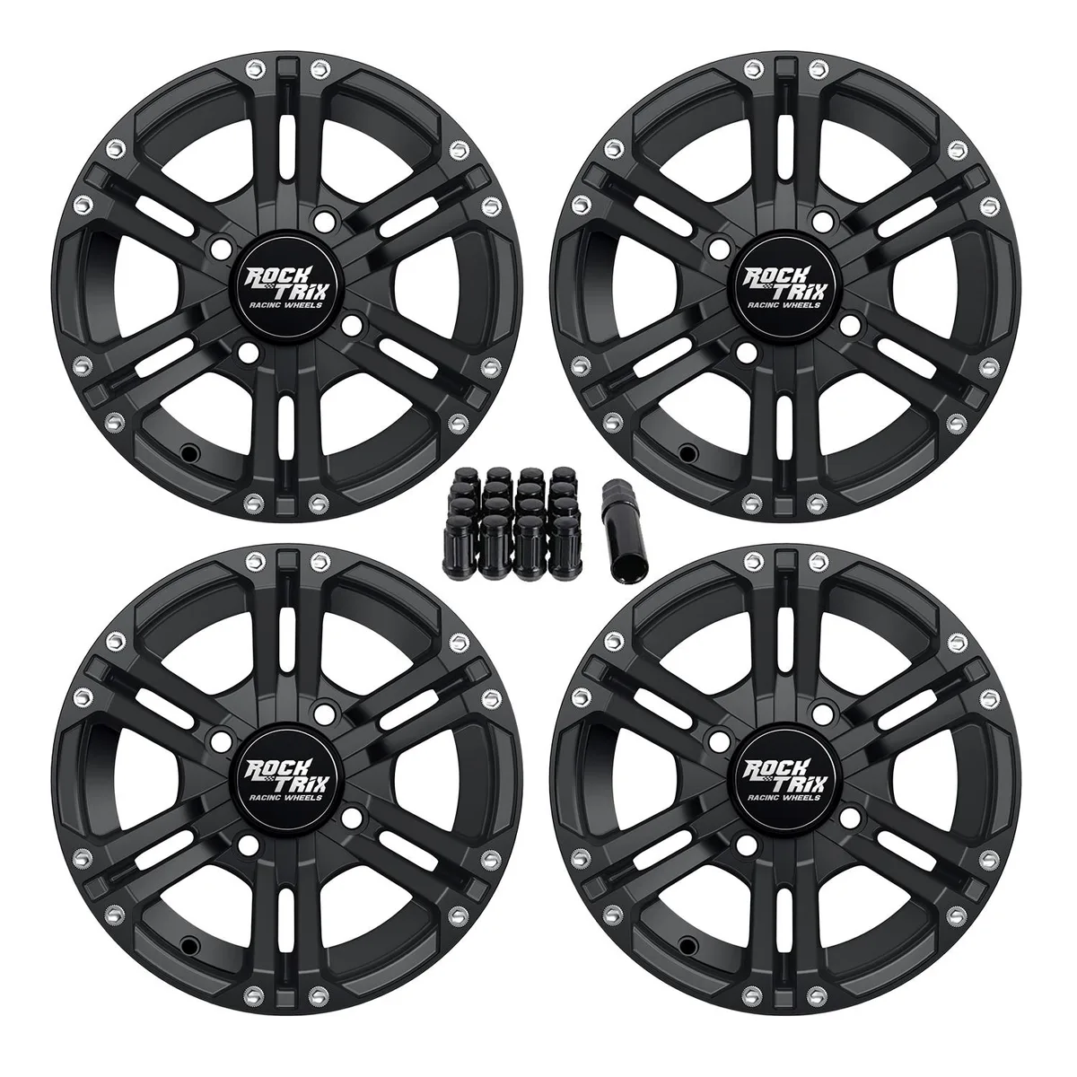 RockTrix RockTrix RT101 12x7 ATV Wheel 4x110 Matte Black 5+2 Offset — product photo