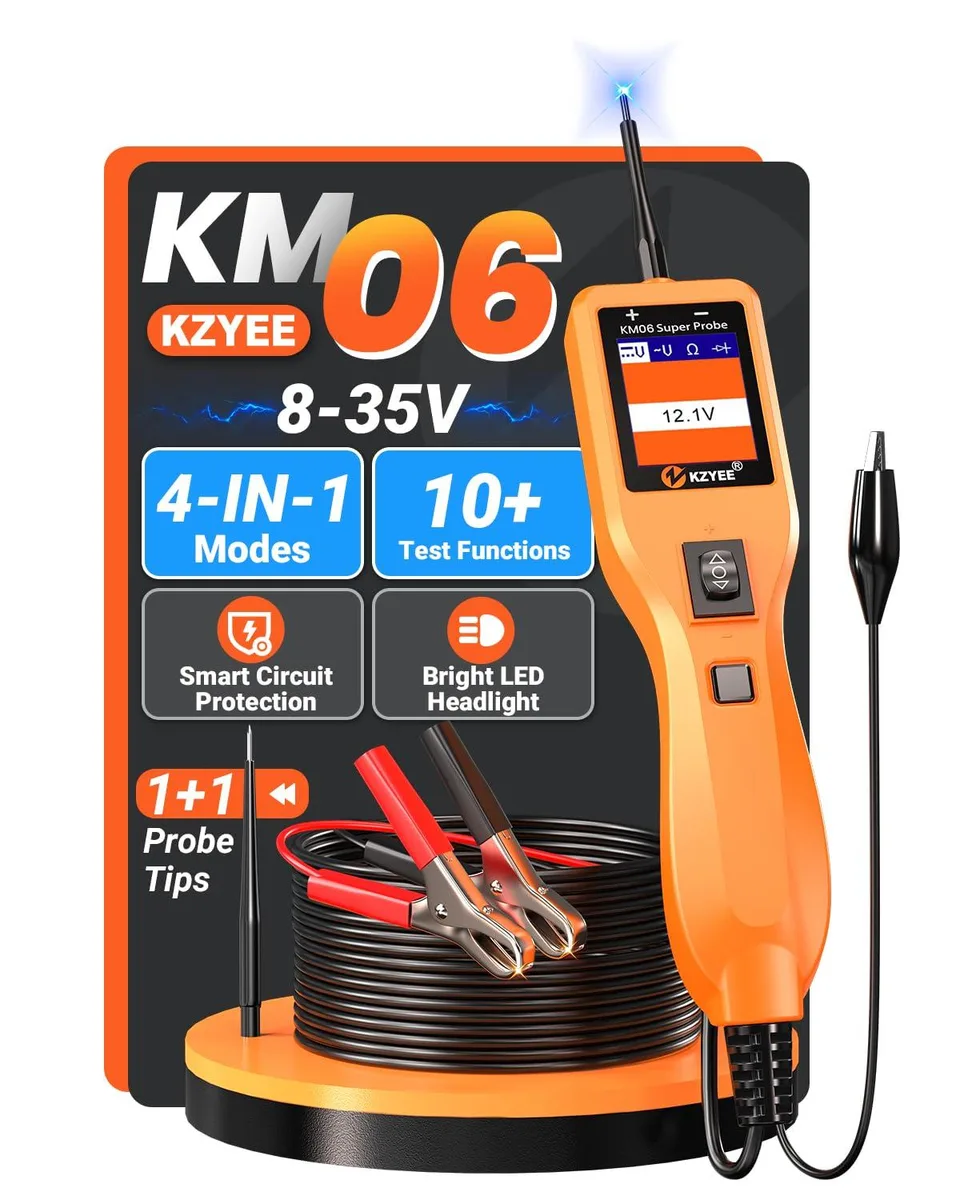 Kzyee KM06 probe kit with TFT screen and red green LEDs in black housing