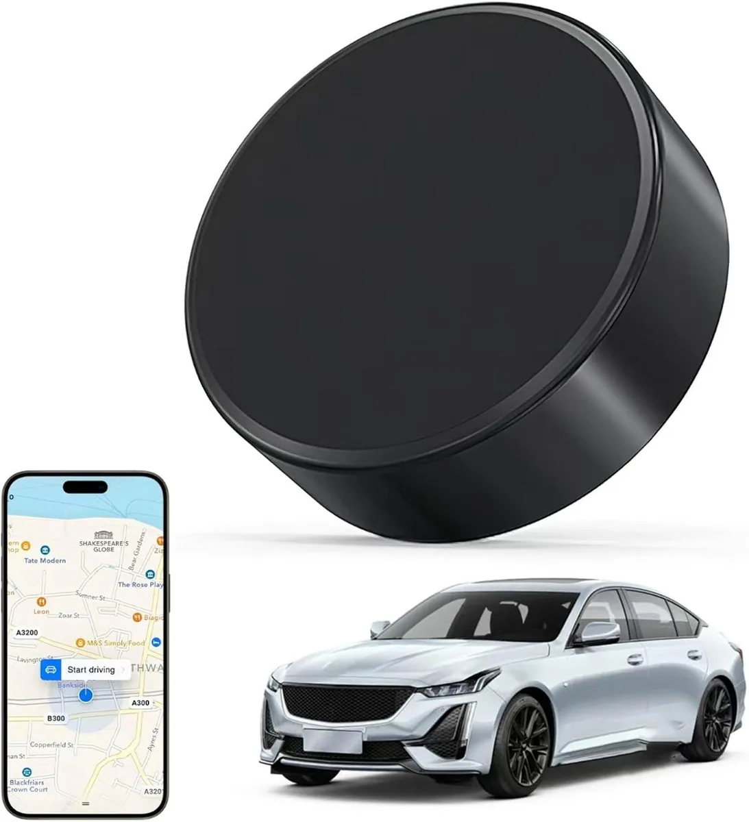 Small black magnetic GPS tracker with waterproof shell
