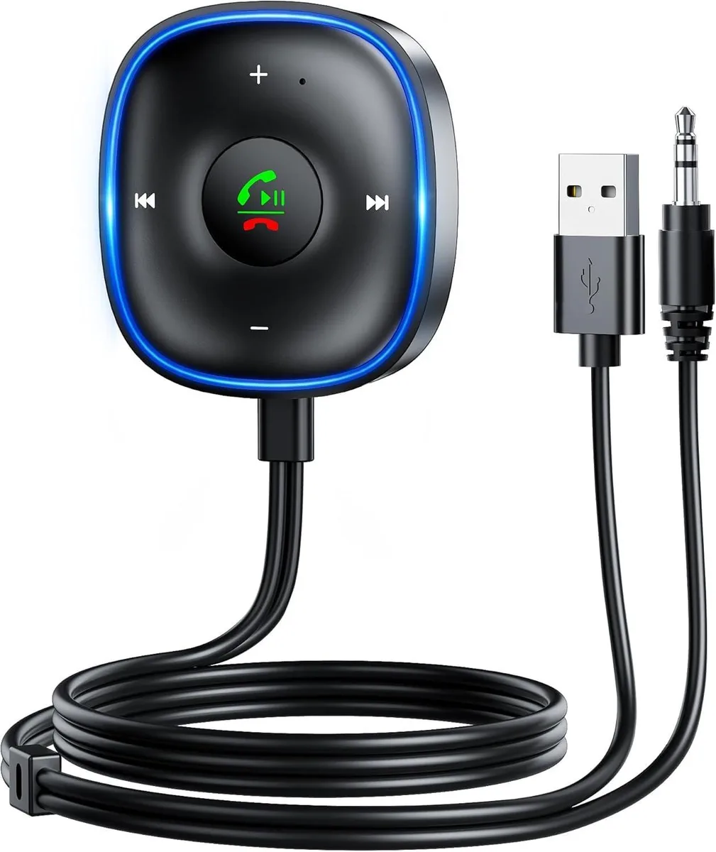  Bluetooth 5.3 Aux Adapter SONRU Receiver Dual Connection Mic Noise Cancellation — product photo