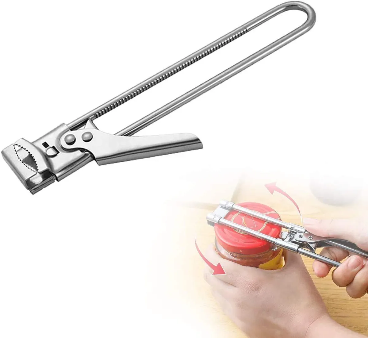 Stainless steel adjustable jar and bottle opener, 19 cm long, silver finish