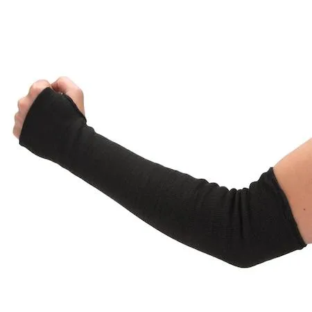 Yellow Kevlar safety sleeve double layer with thumb hole 18 inch length