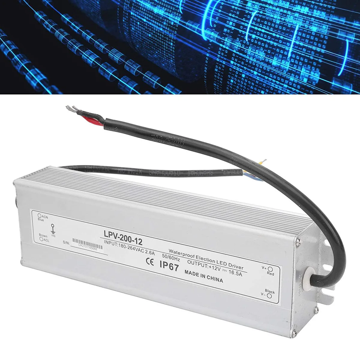 myVolts myVolts LPV-200-12 200W 12V 16.5A IP67 power supply — product photo