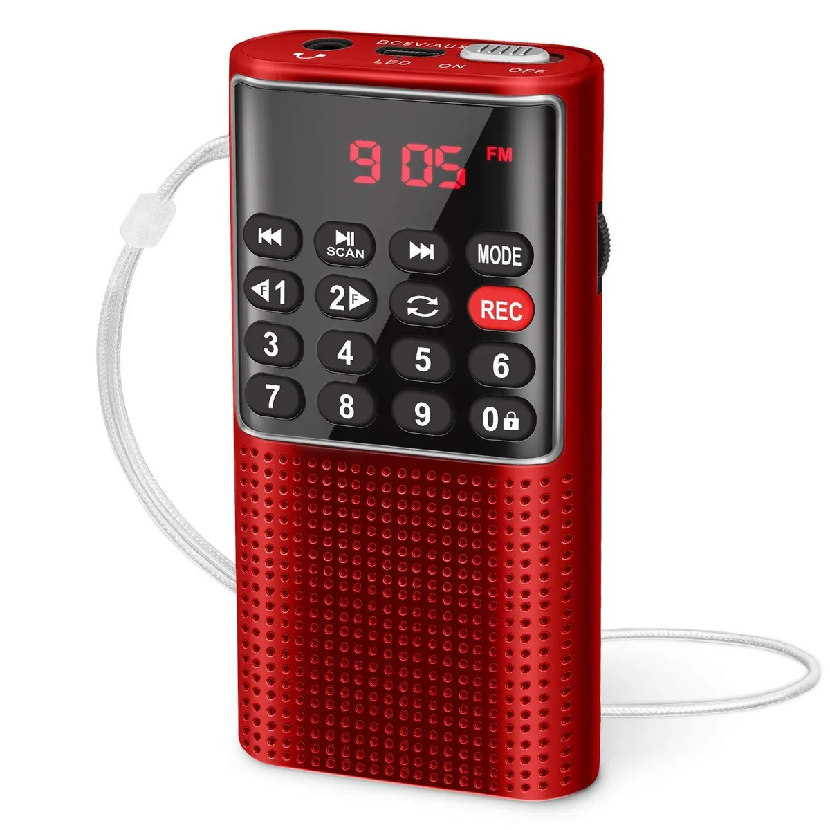  PRUNUS 328 Mini Pocket FM Radio MP3 Walkman Recorder Red — product photo