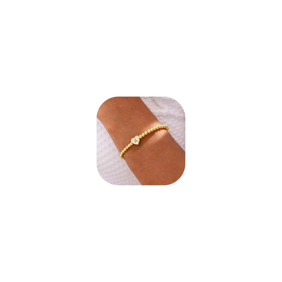  Thaivor 14K Gold Plated Initial Beaded Bracelet 6.5 — product photo