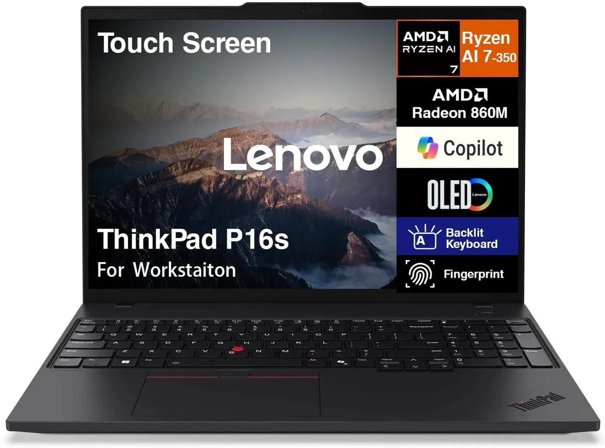 Lenovo Lenovo ThinkPad P16s laptop Ryzen AI 7 350 16GB DDR5 1TB 16.0" 4K touch — product photo