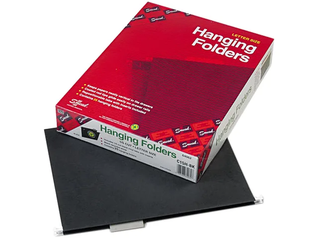 Smead Smead 64062 Hanging File Folders, 11 Point Stock, Letter, Black, 25/Box — product photo