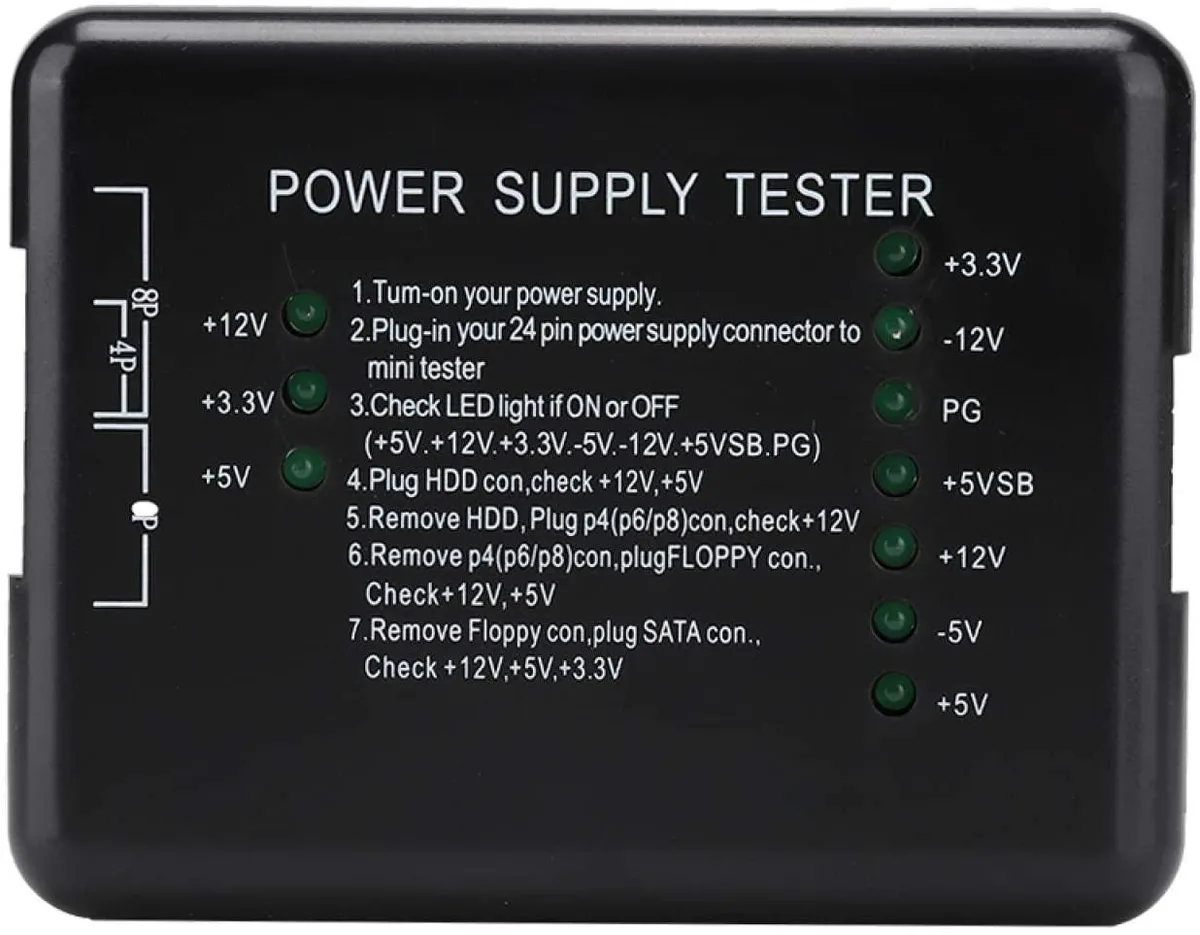 myVolts myVolts Evonecy ATX Power Supply Tester with Indicator Light Black — product photo