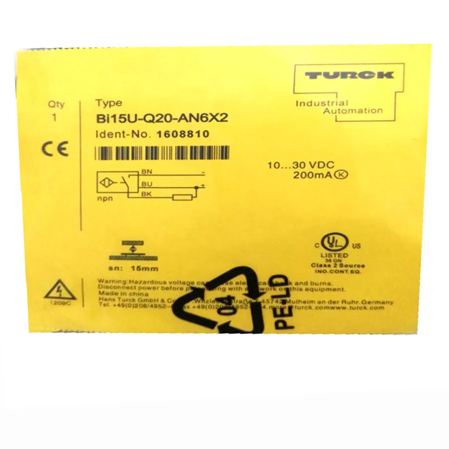 Turck Turck BI15U-Q20-AN6X2 1608810 inductive sensor NPN 15 mm 10-30 VDC electrician tool — product photo