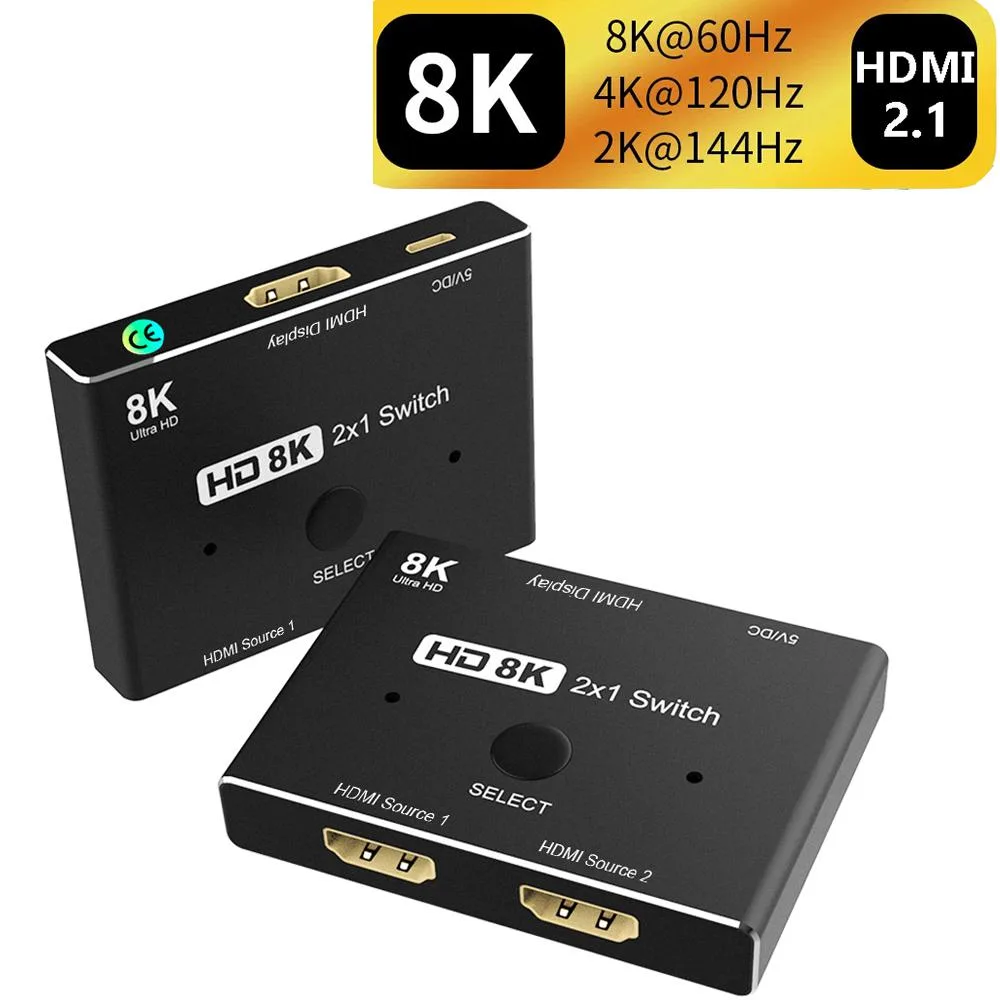 LUOM LUOM TJ-A002 HDMI Switch 2×1 8K60 4K120 48Gbps Black — product photo