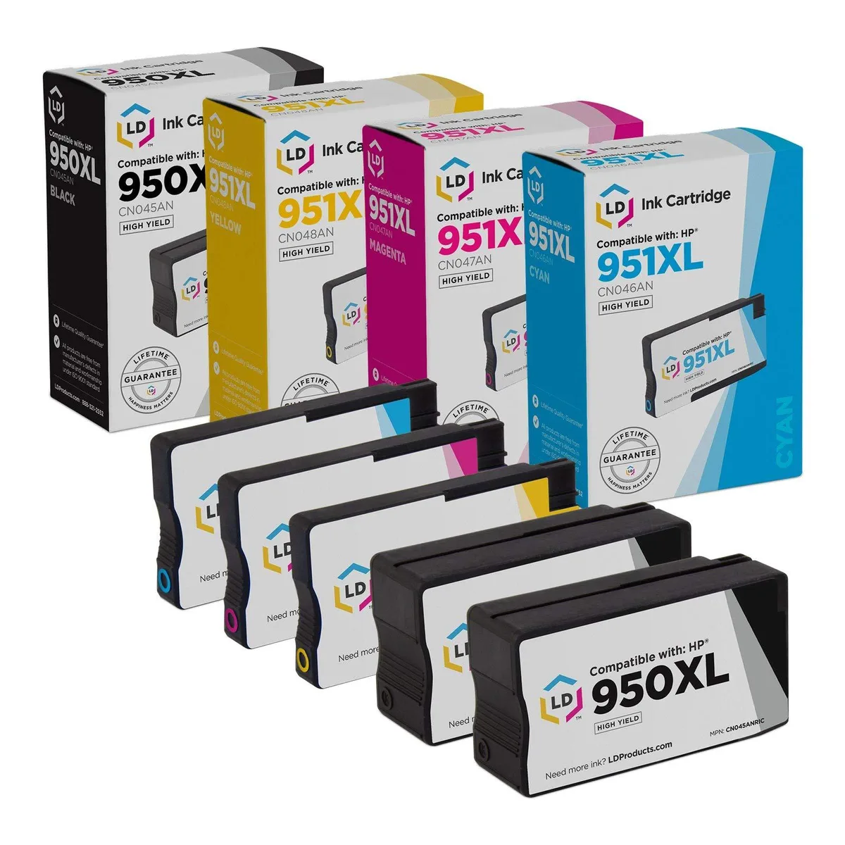 LD Products LD Products Compatible HP 950XL/951XL Ink Cartridge 5-Pack (2 Black, 1 Cyan, 1 Magenta, 1 Yellow) — product photo