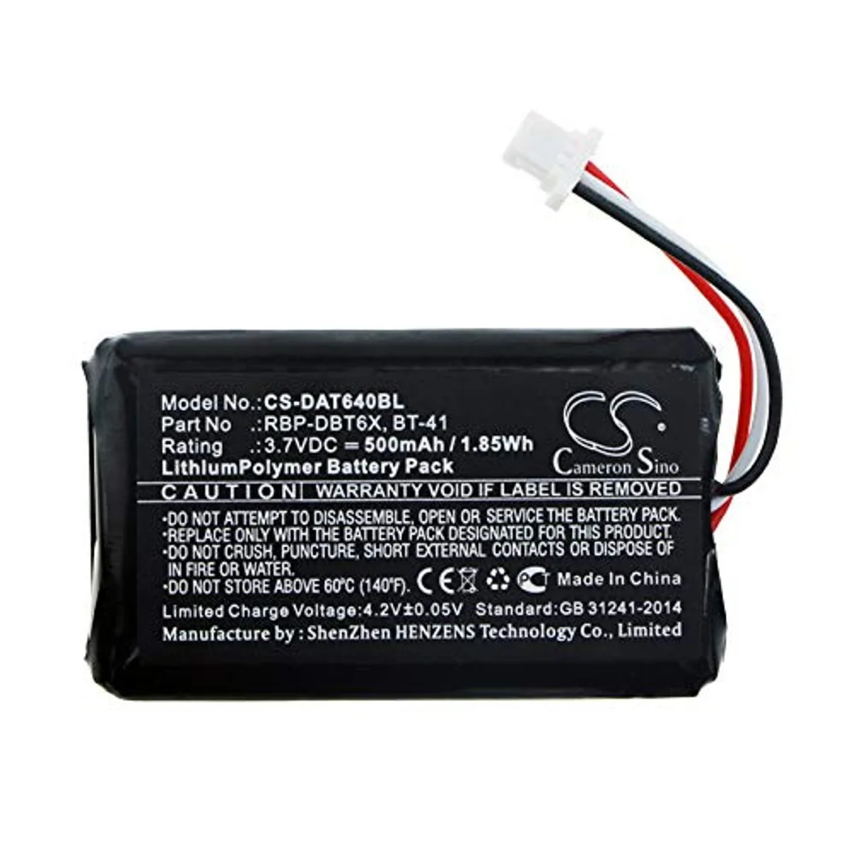  Cameron Sino Battery for Datalogic RBP-6400 500mAh 1.85Wh — product photo