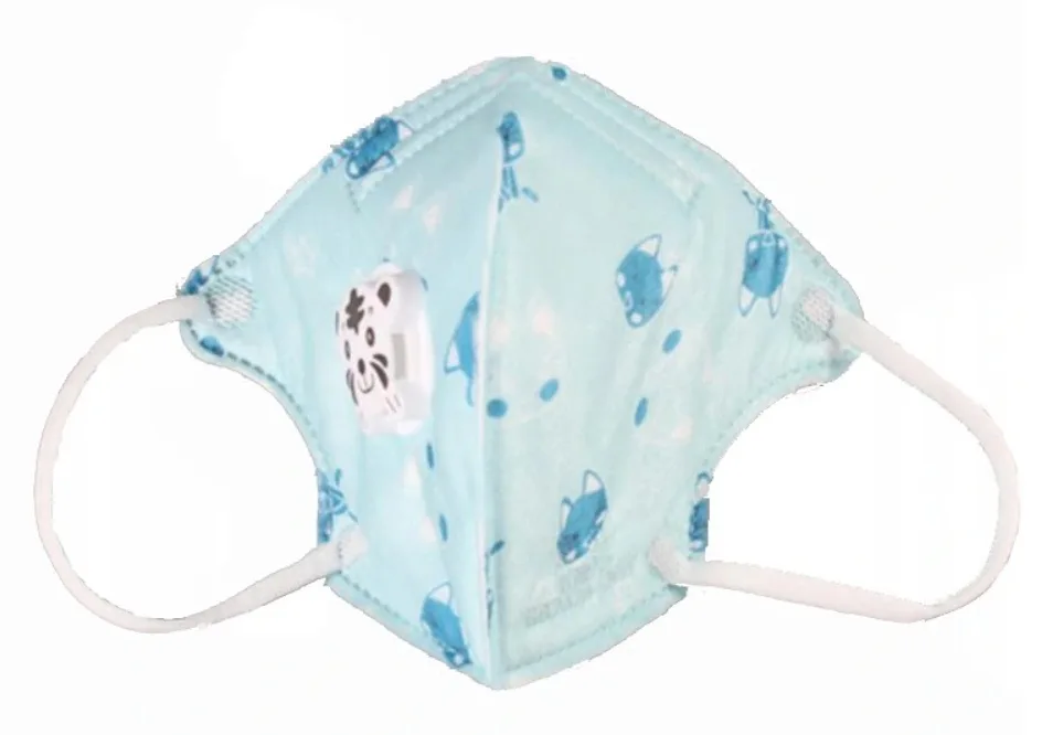 Blue child-size KN95 mask with valve, 50 pack