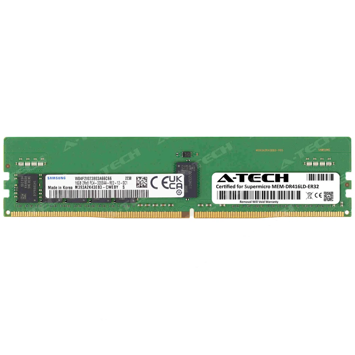 A-Tech A-Tech Supermicro Certified MEM-DR416LD-ER32 16GB DDR4 3200MHz ECC RDIMM Server RAM — product photo