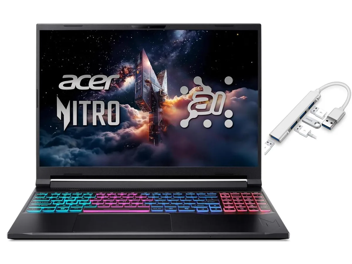 Acer America Acer Nitro V 16S 16 WUXGA 180Hz laptop Intel Core 7 240H RTX 5060 16GB DDR5 1024GB SSD Windows 11 Home Black — product photo