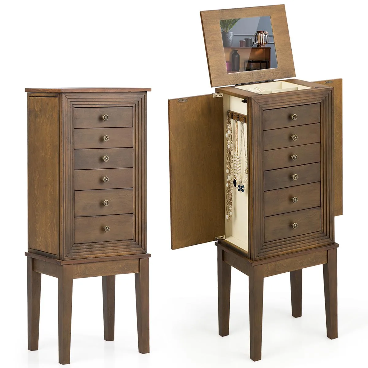 Costway Costway Jewelry Cabinet Armoire Natural Wood Kitchen Accessories — product photo