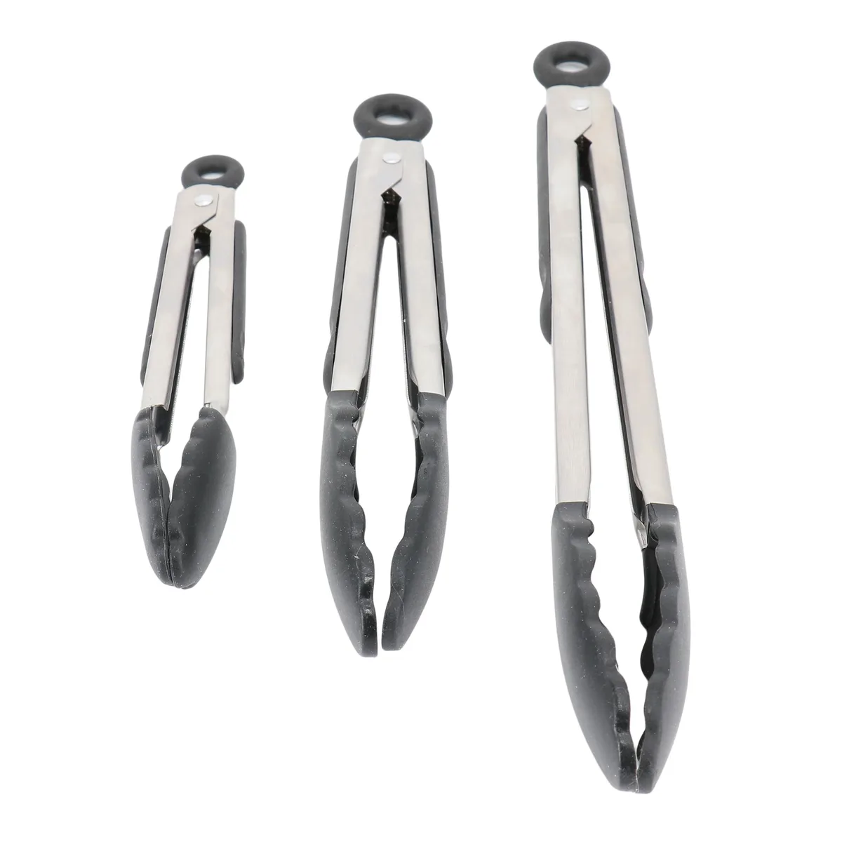 OSTER OSTER 510120668M 3 Piece Stainless Steel Kitchen Tongs Set Black — product photo