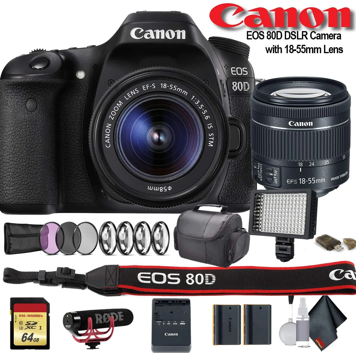 Canon International Canon EOS 80D DSLR Camera 18-55mm Lens Advanced Bundle — product photo