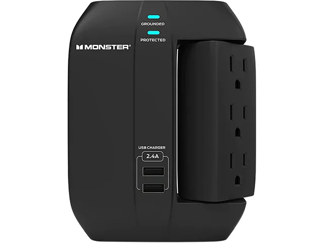 Monster Monster MWS1-1002-CAN 6 Outlet + 2 USB-A 1200 Joules Surge Protector Black — product photo