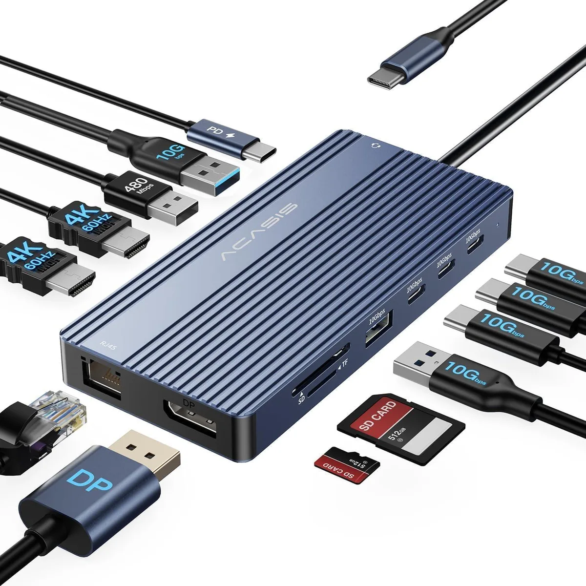 BFKK BFKK 14-port USB-C docking station triple display 4K 100W PD — product photo