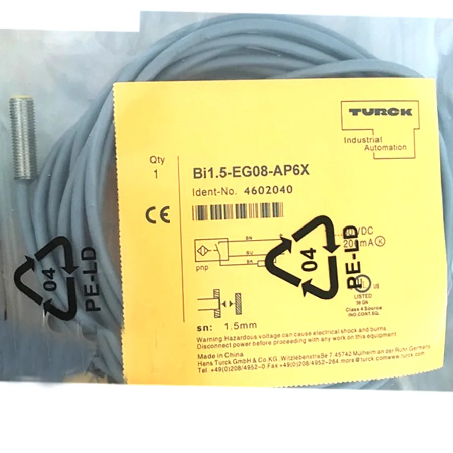 Turck Turck BI1.5-EG08K-AP6X M8 inductive sensor 1.5 mm PNP 10-30 VDC — product photo