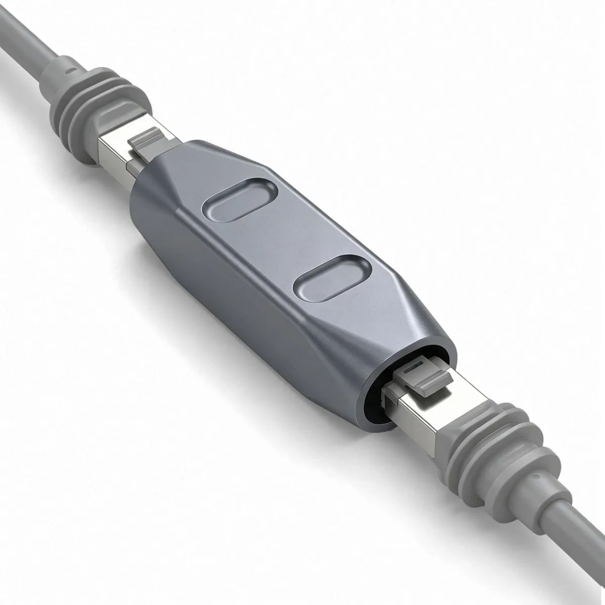 WESIZAR SCC1 RJ45 Coupler Grey 90 degree 100m 1200Mbps Cat7 IP67 — product photo