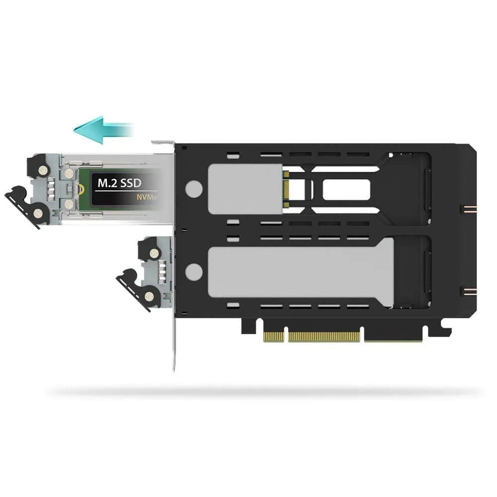 LORDWORLD LORDWORLD ExpressSlot Elite MB842M5P-B 2 Bay M.2 NVMe PCIe 5.0 x8 Adapter — product photo