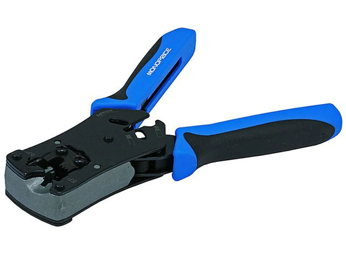 Monoprice 103348 RJ45 crimper tool, steel body, yellow handles