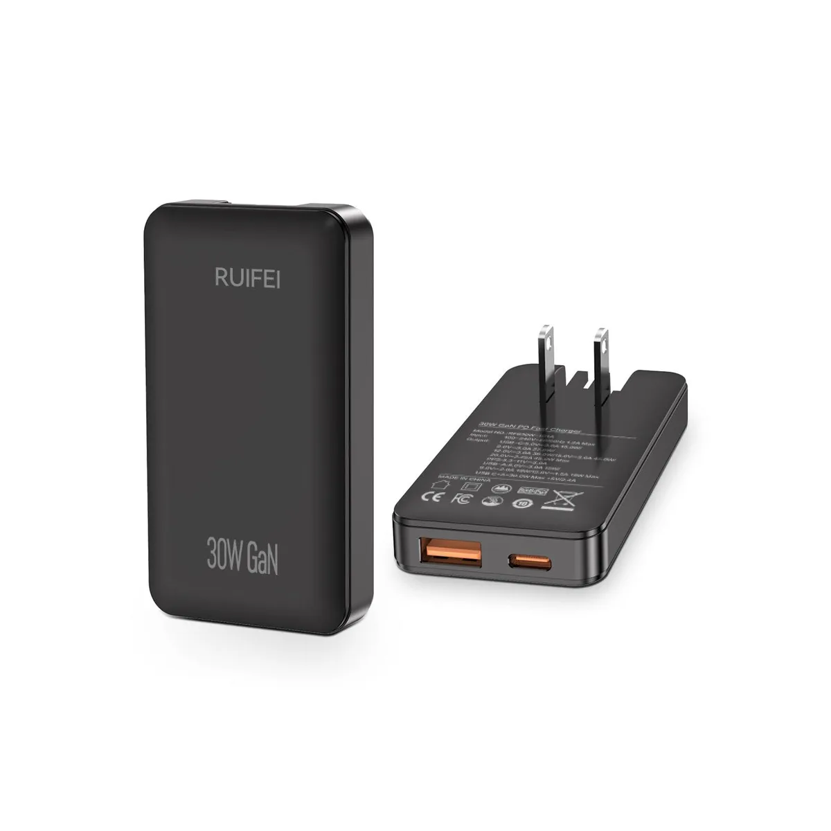 No Sew No Sew 30W Flat USB-C Charger Dual-Port Black — product photo