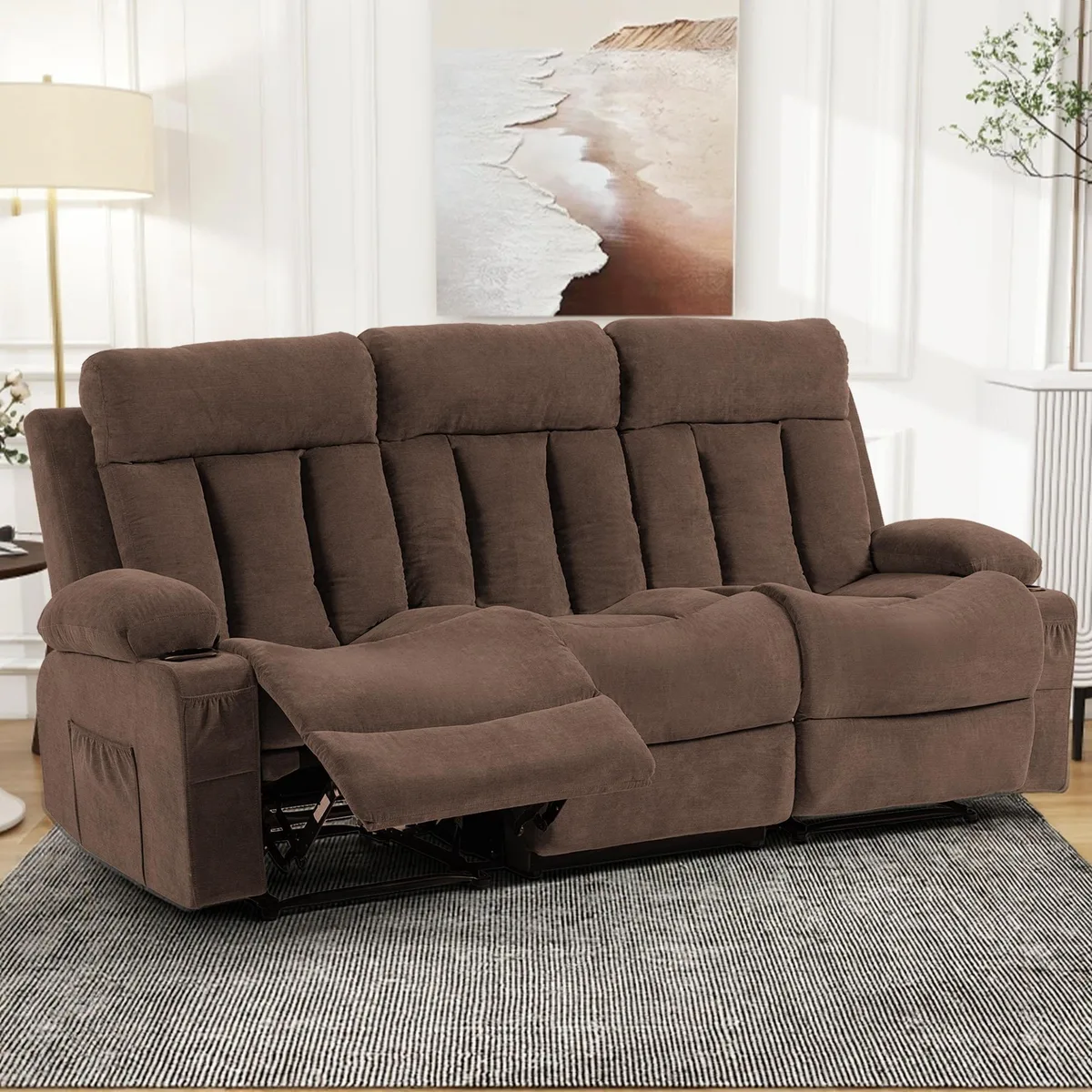 VANBOW VANBOW 3-Seater Manual Recliner Sofa, Brown — product photo