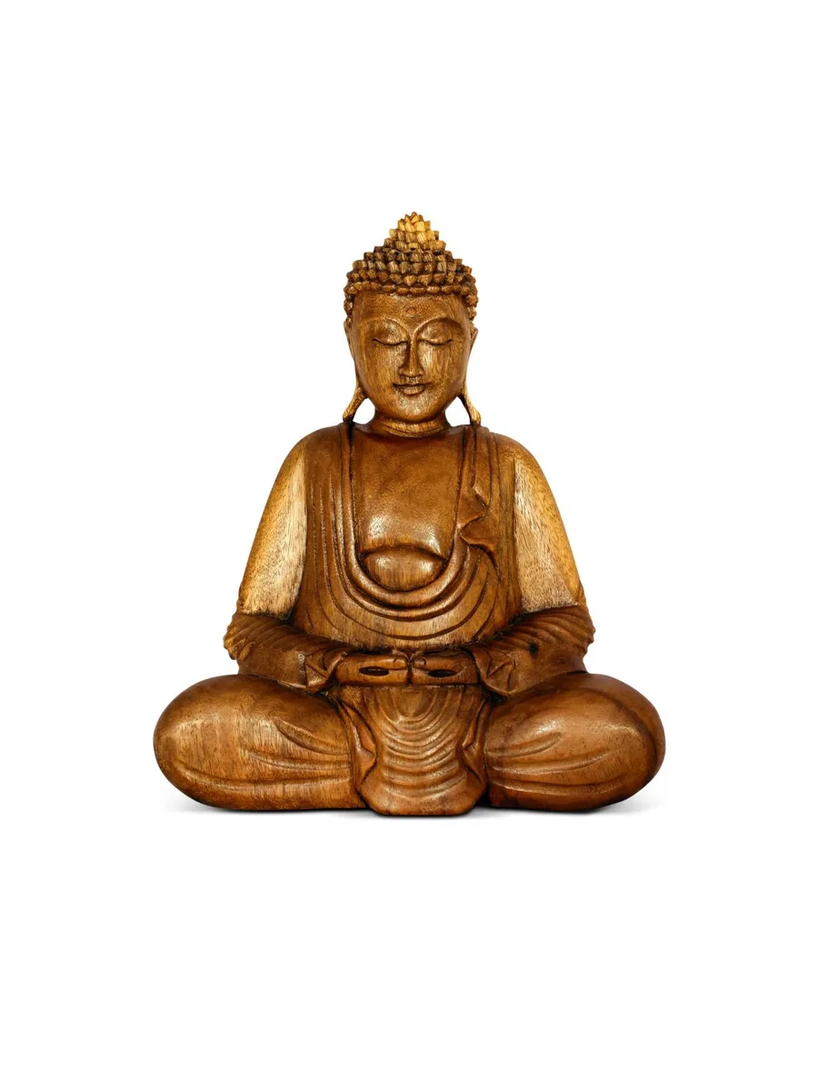 G6 Collection G6 Collection Wooden Serene Sitting Buddha "Dhyana Mudra" Statue 7" Home Accent — product photo