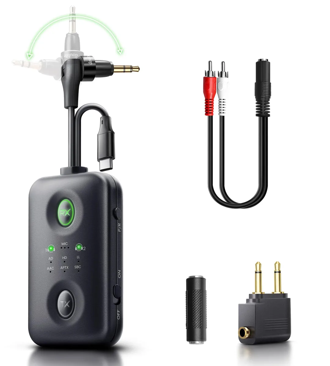  Sunnymark Bluetooth 5.4 Transmitter Receiver 2-in-1 Car HD Radio — product photo