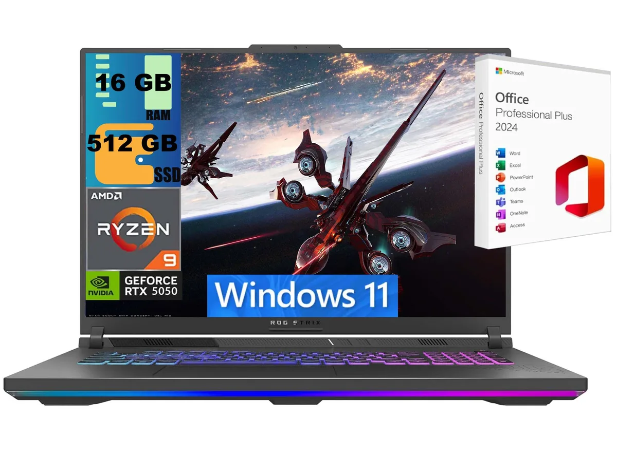 ASUS ASUS ROG Strix G18 gaming laptop 18" FHD+ 144Hz Ryzen 9 8940HX RTX 5050 8GB 16GB 512GB — product photo