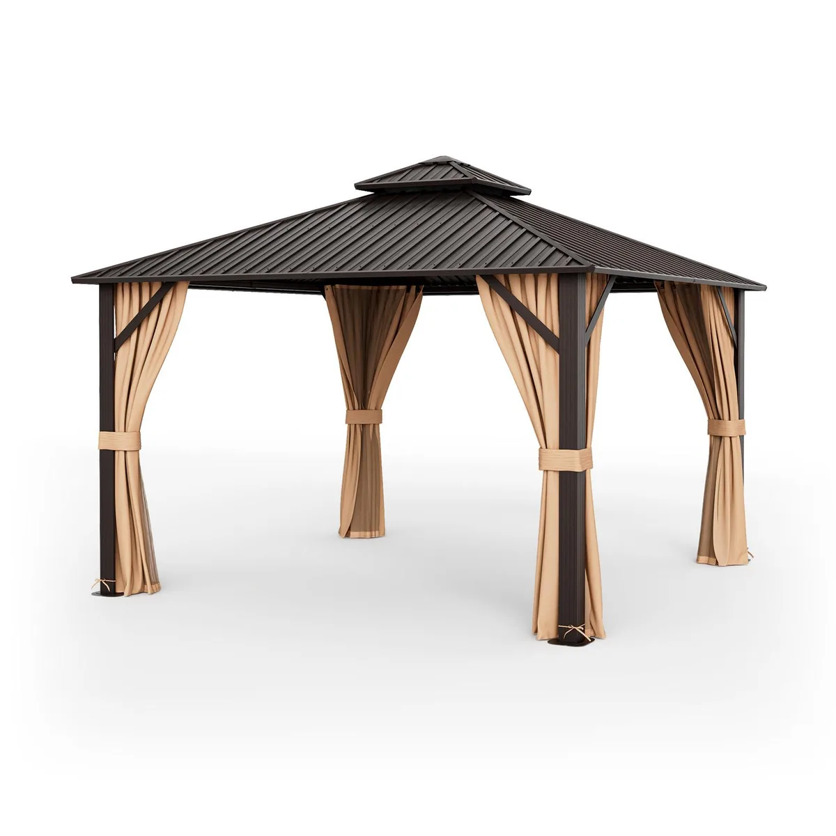 SlickBlue SlickBlue 12 x 12 ft Double-Roof Hardtop Gazebo Coffee 249 lbs — product photo